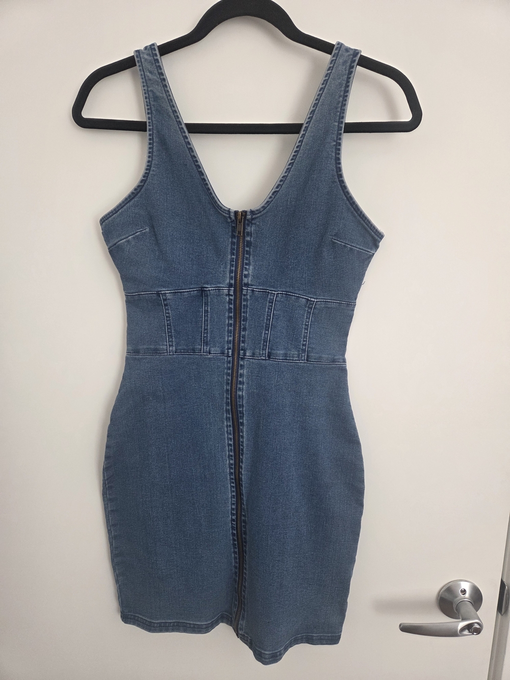 7th & Hudson Denim Zip-Front Mini Dress- Medium